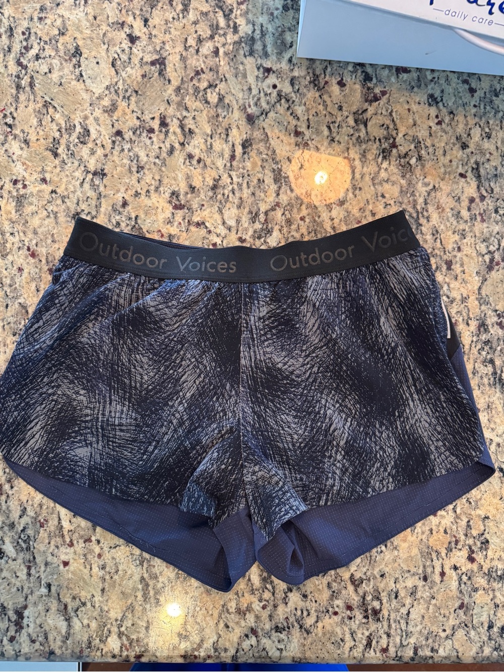 Outdoor Voices Black Textured Athletic Shorts